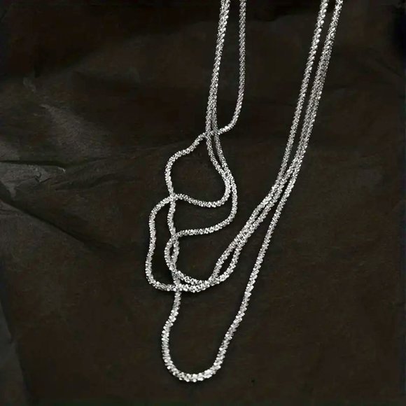 Silver Plated Necklace  sparkling Necklace 16" - Picture 2 of 4